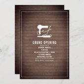 Invitation Salon de beauté Outils d'ouverture Coiffure Bois r (Devant / Derrière)