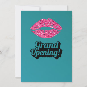 Invitation Salon de beauté Teal Green Lips Grande Ouverture