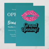 Invitation Salon de beauté turquoise Green Lips Grand Ouvertu (Devant / Derrière)
