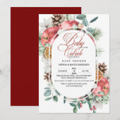 Invitation Salon de bébé de verdure hivernale rustique à l'ex (Devant / Derrière)