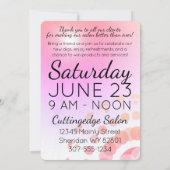 Invitation Salon de coiffure coiffeur flamboyant ouverture (Dos)