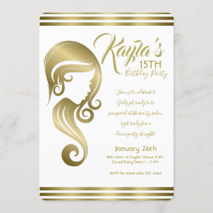 Invitation Salon de coiffure et de maquillage Glam Gold Beaut