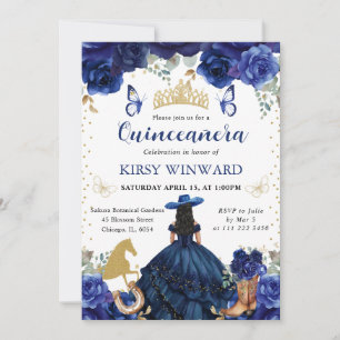 Invitation Salon de coiffure Navy Dress Black Princesse Quinc