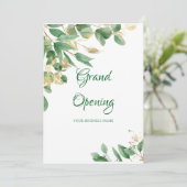 Invitation Salon de feuillage vert aquarelle Grand ouverture (Debout devant)