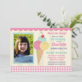 Invitation Salon de rose de photo de crème glacée (Debout devant)