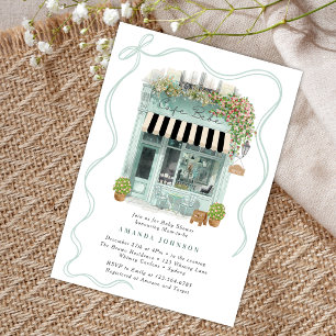 Invitation Salon de thé parisien Bonjour Bebe thème bleu Baby