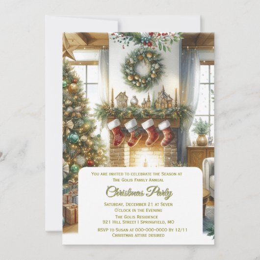 Invitation Salon et arbre de Noël de fêtes (Devant)