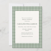 Invitation Salon Mariage Classique Vert Sauge Gingham Carreau (Devant)
