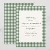 Invitation Salon Mariage Classique Vert Sauge Gingham Carreau (Devant / Derrière)