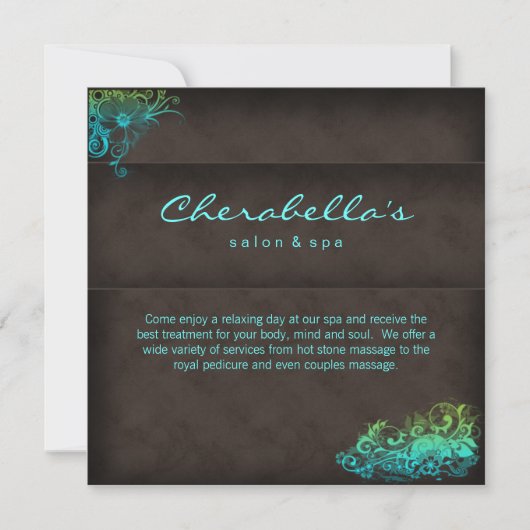 Invitation Salon Spa - Carte postale bleu turquois (Devant)
