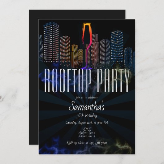 Invitation Salon sur le toit Vie nocturne Ouvert Sky Bar (Devant / Derrière)