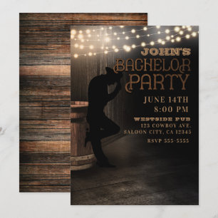 Invitation Saloon Country Rustique Cowboy Pub Enterrement de 