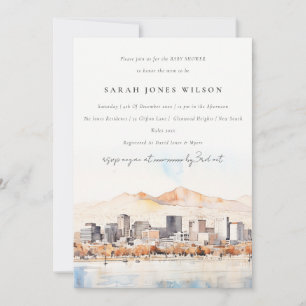 Invitation Salt Lake City Utah Aquarelle Baby Shower