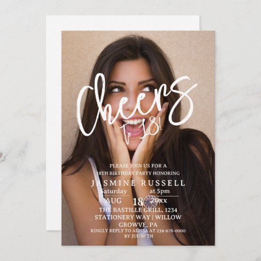 Invitation Salue 18ème anniversaire de la photo moderne pour (Devant / Derrière)