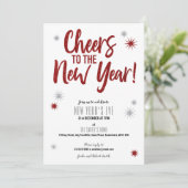 Invitation Salue l'invitation Silver & Red New Year's Eve (Debout devant)