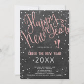 Invitation Saluez le New Year Rose Gold Chalkboard Party (Devant)