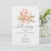 Invitation Salut Bébé Boho Ours Douche (Debout devant)