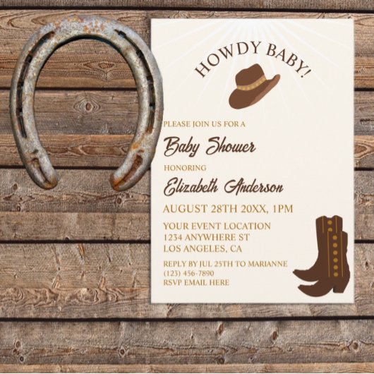 Invitation Salut Bébé ! Shower de bébé western Cowboy