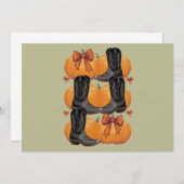 Invitation Salut Citrouille Western Automne Coquette Nœud Cow (Devant / Derrière)