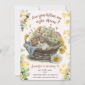 Invitation Salut ! Cute Kitten Floral Kitty Chat 3e anniversa (Devant)