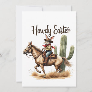 Invitation Salut Père de Pâques à cheval Cowboy 