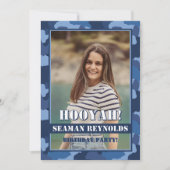 Invitation Salut ! Photo Camo Bleu Anniversaire Boule de homa (Devant)