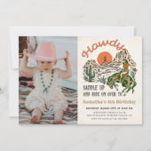 Invitation Salut ! Western Rodeo Cowboy Photo d'anniversaire (Devant)