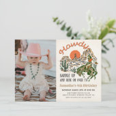 Invitation Salut ! Western Rodeo Cowboy Photo d'anniversaire (Debout devant)