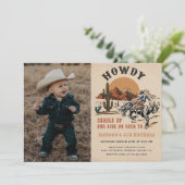 Invitation Salut ! Western Rodeo Cowboy Photo d'anniversaire (Debout devant)