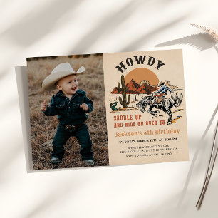 Invitation Salut ! Western Rodeo Cowboy Photo d'anniversaire