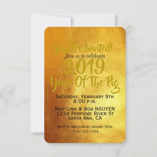 Invitation Salutation 2019 d'année de porc dans l'invitation (Dos)