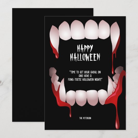 Invitation Salutation de Dracula pour l'Halloween (Devant / Derrière)