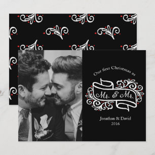 Invitation Salutation photo moderne gay pour Noël