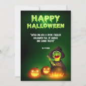 Invitation Salutation Witchy Brew Cauldron et Jack-o-Lanterns (Devant)