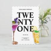 Invitation Salutations 21e anniversaire fille Cocktail photo (Debout devant)