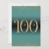 Invitation Salutations à 100 Anniversaire Surprise, Turquoise (Dos)