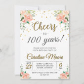 Invitation Salutations à 100 ans Dames 100e fête d'anniversai (Devant)