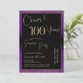 Invitation Salutations à 100 ans Surprise Anniversaire fête v (Debout devant)