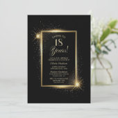 Invitation Salutations à 18 ans Black Gold fête d'anniversair (Debout devant)