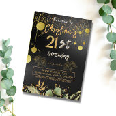 Invitation Salutations à 21 ans ! Elégant anniversaire noir &