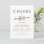 Invitation Salutations à 21 ans élégant moderne classe annive<br><div class="desc">Moderne classe applaudit à l'invitation de 21 ans caractéristiques script et typographie élégant avec vos détails de fête en or sophistiqué,  noir et blanc,  simple et élégant,  Grande pour la fête de 21ème anniversaire ou tout autre âge.</div>