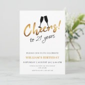 Invitation Salutations à 21 Ans Or Blanc Adulte Photo Anniver (Debout devant)
