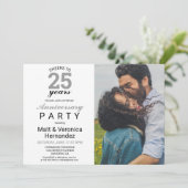 Invitation Salutations à 25 ans Silver 25e anniversaire Gris (Debout devant)