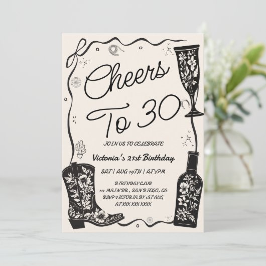 Invitation Salutations à 30 Anniversaire occidental (Debout devant)