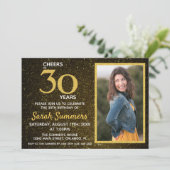 Invitation Salutations à 30 ans Black Gold 30e anniversaire (Debout devant)