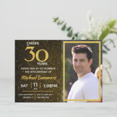 Invitation Salutations à 30 ans Black Gold 30e anniversaire (Debout devant)
