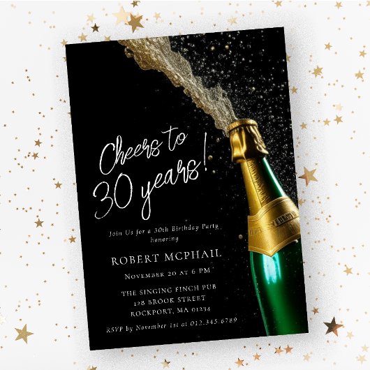 Invitation Salutations à 30 ans Bouteille de Champagne Annive