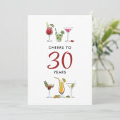 Invitation Salutations À 30 Ans Cocktail Boissons Anniversair (Debout devant)