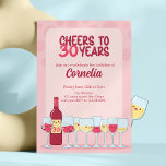 Invitation Salutations à 30 ans kawaii anniversaire vin Invit<br><div class="desc">Préparez-vous à fêter avec style cette adorable invitation à l'anniversaire "Cheers to 30 Years". Cette invitation rose 5x7" est parfaite pour les amateurs de vin qui apprécient la gentillesse du kawaii. L'illustration accrocheuse donne le ton d'une fête de 30 ans amusante et mémorable. Levez vos lunettes jusqu'à trois décennies de...</div>