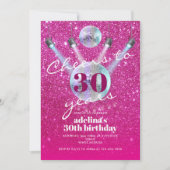 Invitation Salutations à 30 ans Pink Glam Disco Anniversaire  (Devant)